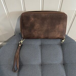 Brown Leather Wristlet Wallet